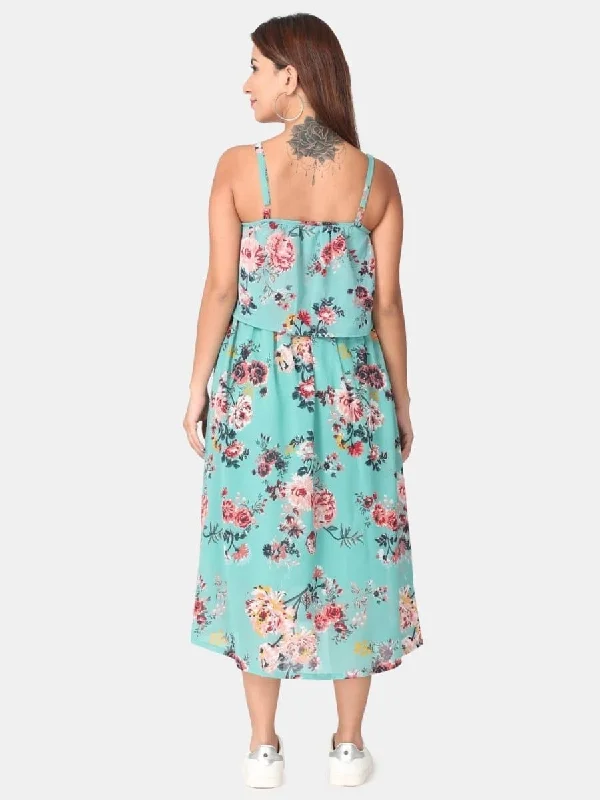 Aqua Sky Floral Maternity and Nursing Dress