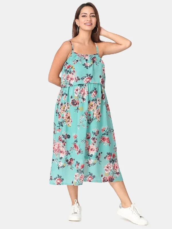 Aqua Sky Floral Maternity and Nursing Dress