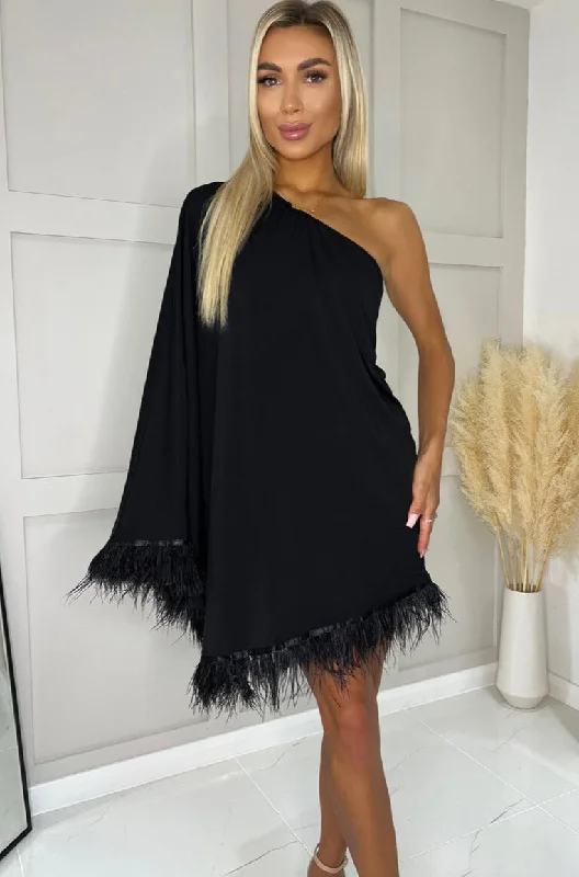 AX Paris Tayler Black One Shoulder Dress