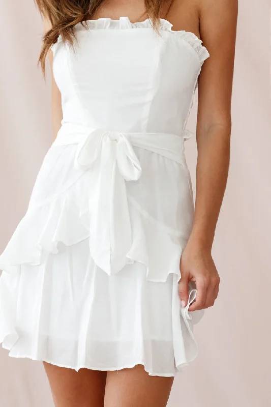 Chase Strapless Tie-Knot Back Dress White