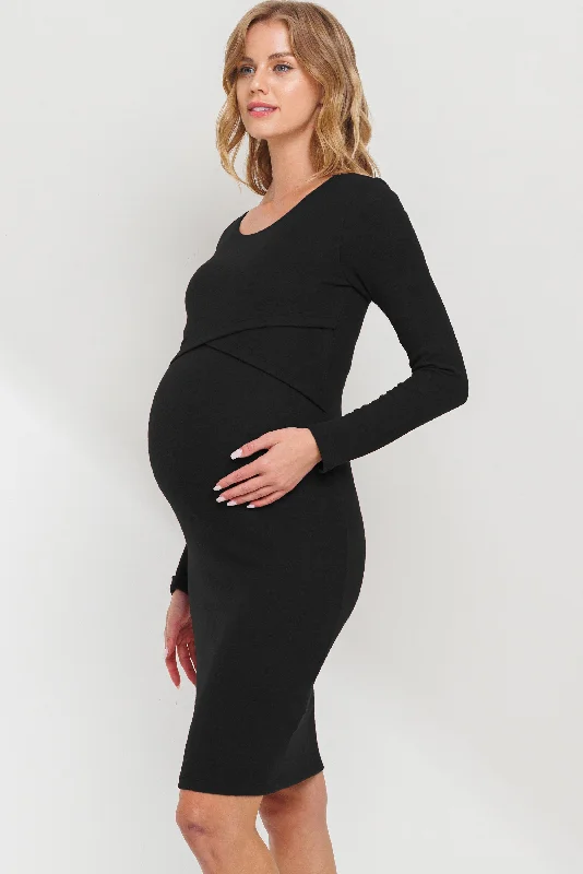 Double Layer Long Sleeve Nursing/Maternity Dress