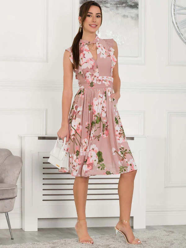 Emily Mesh Dress, Pink Floral