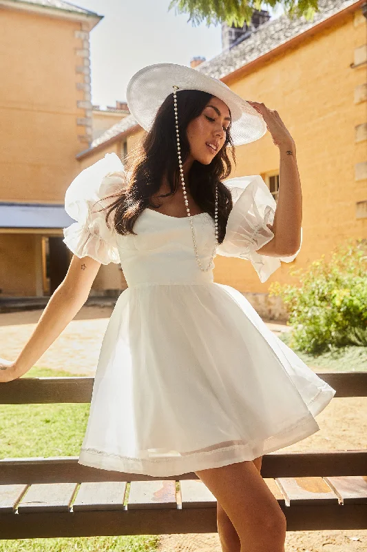 I've Got Sunshine Puff Sleeve Mini Dress White