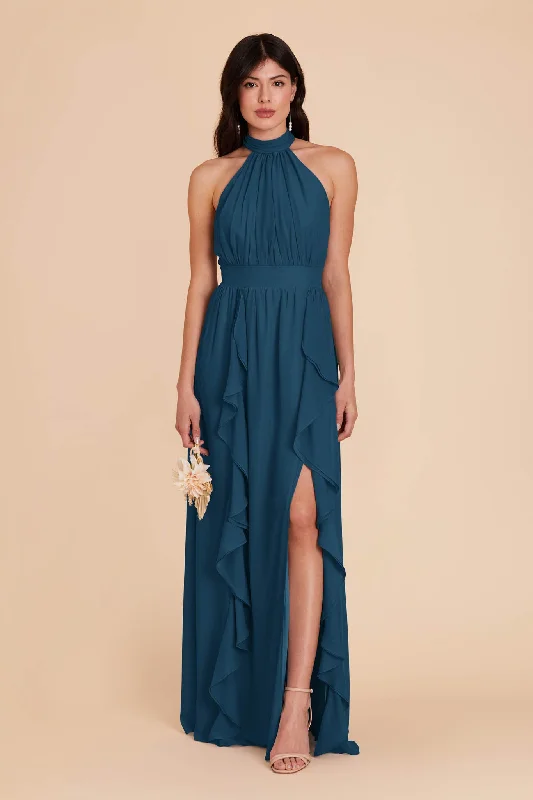 Joyce Chiffon Dress - Dark Teal