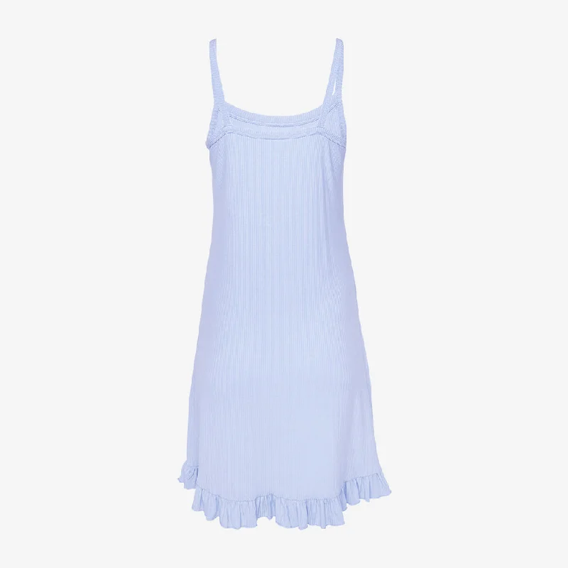 Powder Blue Ribbed Women's Sleeveless Slip Dress